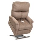 A brown recliner with the seat up.