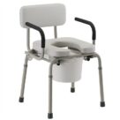 A commode chair with arms and back rests