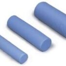 Three blue plastic cylinders with different sizes