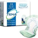 A box of tena pads next to the package.